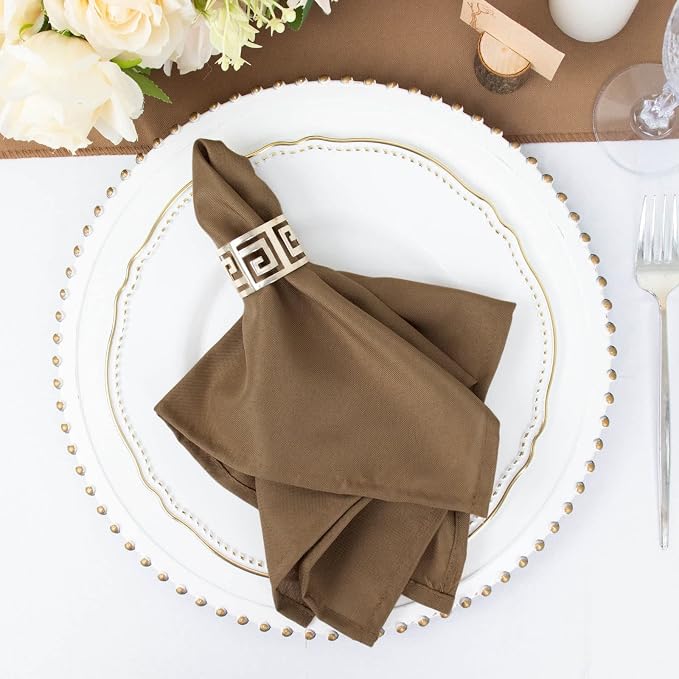 Tableclothsfactory Premium Pack of 5 Taupe Premium 17" x 17" Washable Polyester Napkins Great for Wedding Party Restaurant Dinner Parties - Image 6