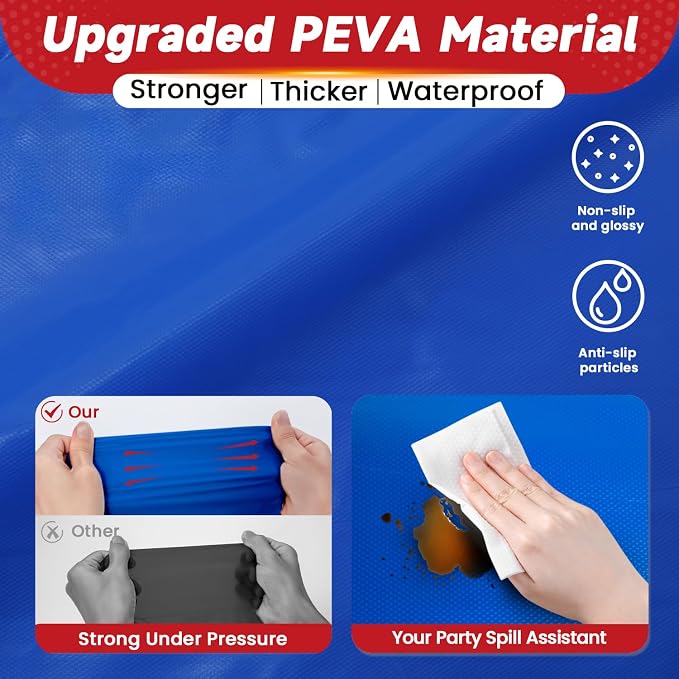Plastic Table Cloth, Tear Off 110 Ft X 54 In Plastic Table Cloth Disposable | Premium Blue Tablecloth Roll PEVA Plastic Table Cover Roll Tear Off 12 Pcs 54"x110" for Baby Shower, Themed Party, Gathering - Image 7