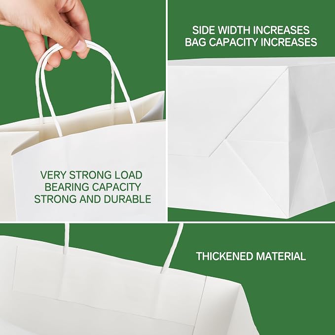 ECOEXTRA 50 PCS Custom Paper Bags with Logo, 8x4.5x10.8 Inch Personalized Gift Bags with Handles for Small Business, Shopping, and Goodie Bag - Image 4