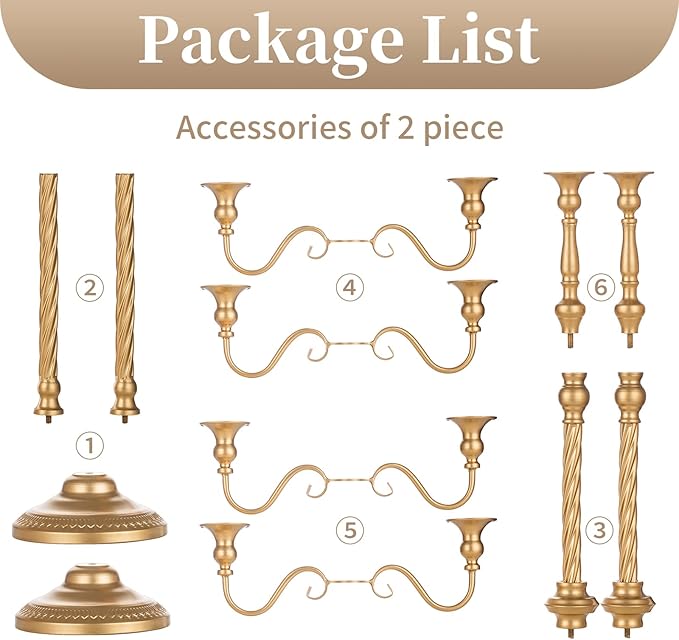 Sziqiqi Floor Candlestick Holder Gold Candelabra - 35inch Tall Candlestick Holders for Taper Candles Candle Sticks Holder Decor for Wedding Table Centerpiece Anniversary Ceremony 2pcs