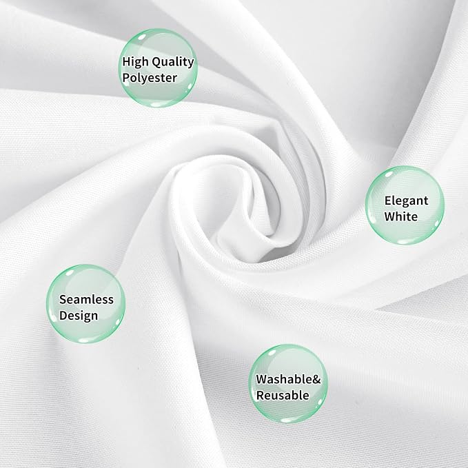 10 Pack White Tablecloths for 6 Foot Rectangle Tables 90 x 132 Inch White Table Linens Stain and Washable Polyester Fabric Table Covers for Wedding Reception Banquet Party Restaurant - Image 6