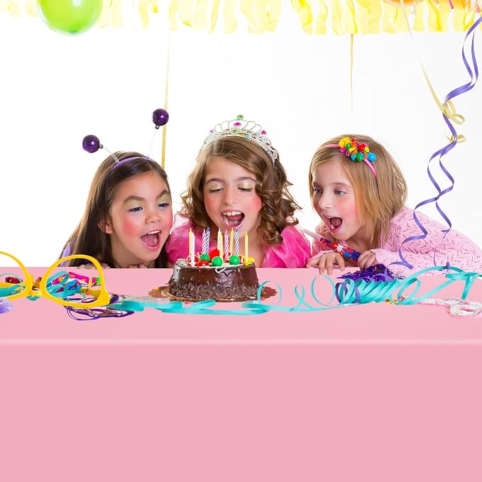 54 Inch x 300 Feet Pink Plastic Tablecloth Roll Disposable Table Cloth with Cutter Box Plastic Table Cover for Party - Image 7