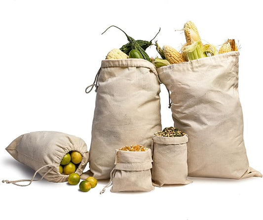 Pack of 100 6”x10” inches, 100% Organic Cotton Drawstring Bags Recyclable Fabric by EcoGreenTextiles