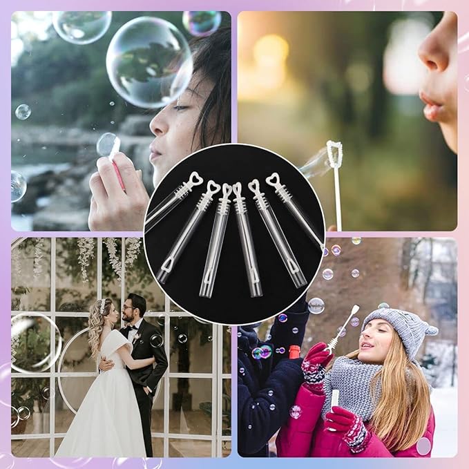 50 PCS Bubble Wand, White Heart Bubble Stick Tube Without Bubble Liquid, Wedding Bubbles Toy, Party Favors for Anniversaries, Valentine's Day, Festival Gift(No Bubble Liquid)