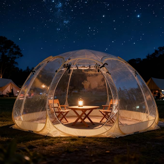 Pop Up Bubble Tent, 12 x 12 FT Instant Igloo Tent Suitable for 8-10 People, Screen House for Patios, Cold