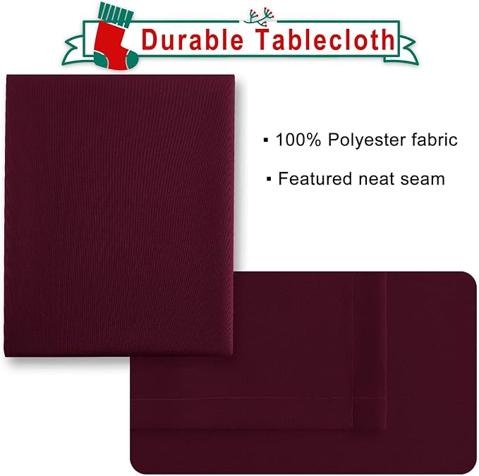 Hiasan Burgundy Tablecloth for Rectangle Tables, 60 x 120 Inch, 1 Pack | Waterproof, Spillproof, Wrinkle Resistant, Washable Fabric Table Cloth for Dining Room/Kitchen/Party/Christmas - Image 4