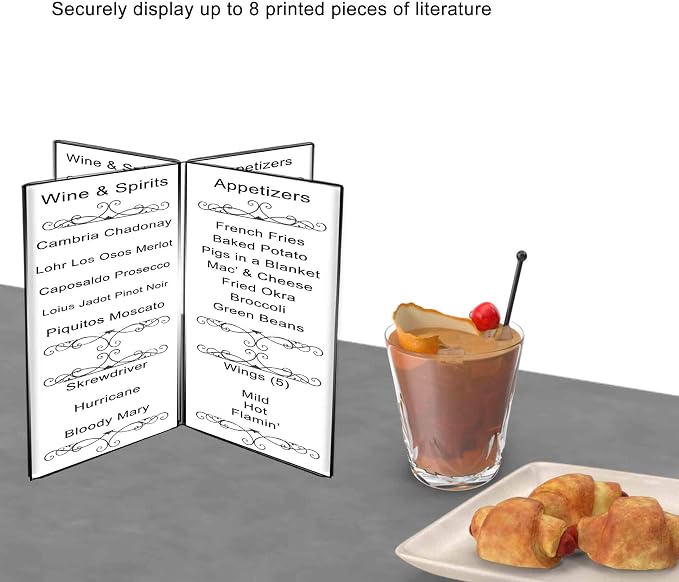 8 Sided Tabletop Sign Holder 4" x 6" for Displaying Menus Promotional Discounts Limited Time Offers in Cafes and Restaurants Clear Acrylic by Marketing Holders - Image 3