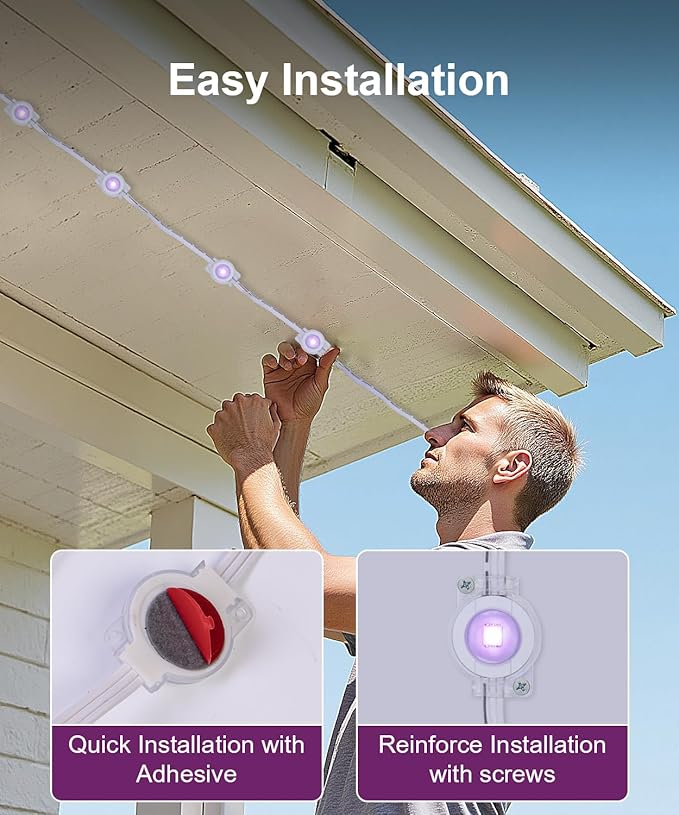 300Ft Permanent Outdoor Lights,Smart RGB Outdoor Lights with Remote APP Control, IP67 Waterproof Outside Light for House for Daily, Garden, TV Backlights, Christmas Decor