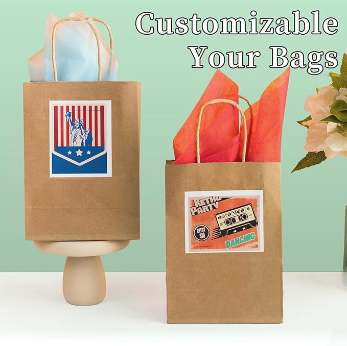 RACETOP 100 Pack Brown Kraft Gift Paper Bags with Handles 8x4.5x10.8 in | Recycled Paper, Reinforced Handles, for Retail, Party, Shopping, Favors, Gift Bags, Gift Giving, Eco-Friendly - Image 4