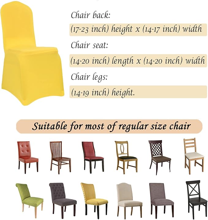 Dimatic 10 PCS Yellow Spandex Chair Covers Dining Room Stretch Chair Covers Protector for Living Room Banquet Wedding Party Dining Decoration (Yellow) - Image 4