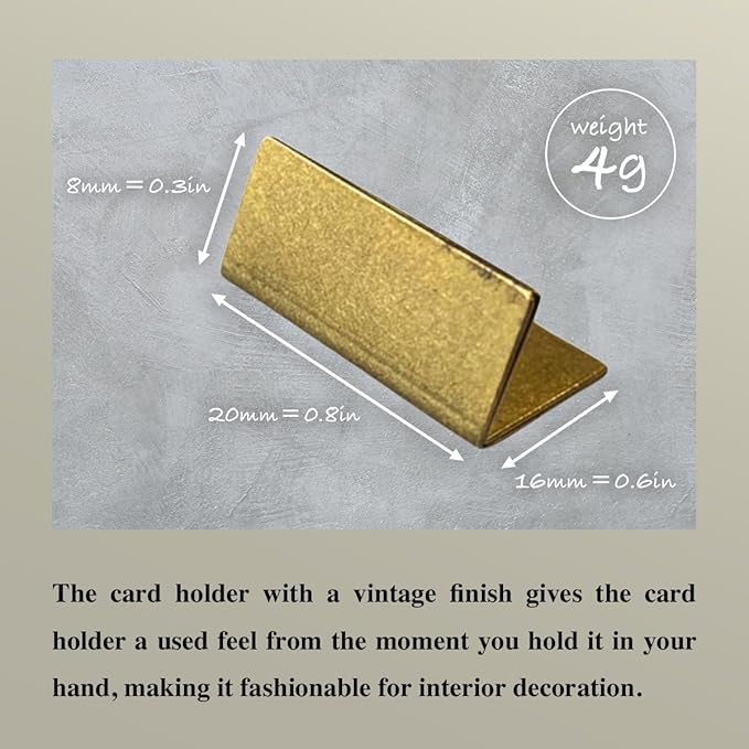 B-Faith Place Card Holders Gold Brass 20Pcs Regular size Vintage Finish Table Card Holder Antique Small Table Card Stands Memo Price Tags Reception Party Photo - Image 6