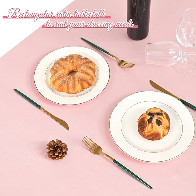 YMHPRIDE 10 Packs Satin Tablecloth 108 x 57 inch Rose Gold Rectangular Tablecloths, Overlay Satin Table Cover Bright Silk Tablecloth Smooth Fabric Table Decoration for Wedding Party Banquet Events