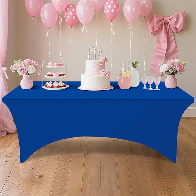 Smiry 2 Pack Spandex Table Cloth 6FT, Elastic Fitted Blue Tablecloth - Image 6