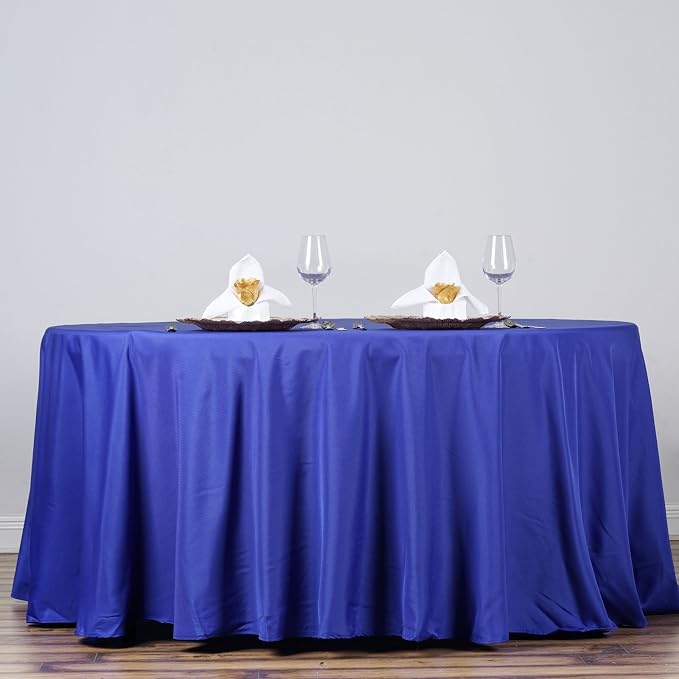 10 pcs 132 inch Royal Blue Round Polyester Tablecloths Fabric Table Cover Linens | 132" Washable Fabric Table Cloth Covers for Wedding Party Polyester Reception Buffet Events Catering Dining Kitchen - Image 8