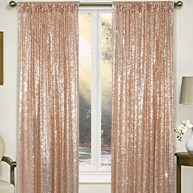 10x10FT Rose Gold Sequin Backdrop Curtain for Party Decorations - Image 6