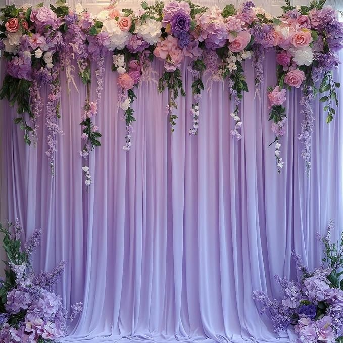 20x10ft Lavender Backdrop Curtains for Parties, 4 Panels 5x10ft Wrinkle-Free Polyester Background Curtains for Wedding, Birthday, Baby Shower,Graduation, Decorations - Image 7