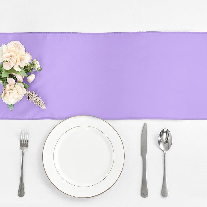 4-Pack Lavender Satin Table Runner 12 x 108 Inch Long Bright and Smooth Silk Fabric Table Runner for Wedding Banquet Birthday Party Decoration - Image 2