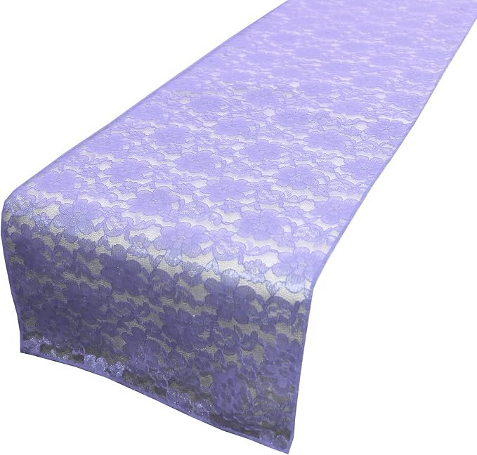 Zen Creative Designs 10 Pack Floral Lace Table Runner Sheer Lace Event Party Wedding Table Decor (12" by 72", Lavender) by ZenCreativeDesigns