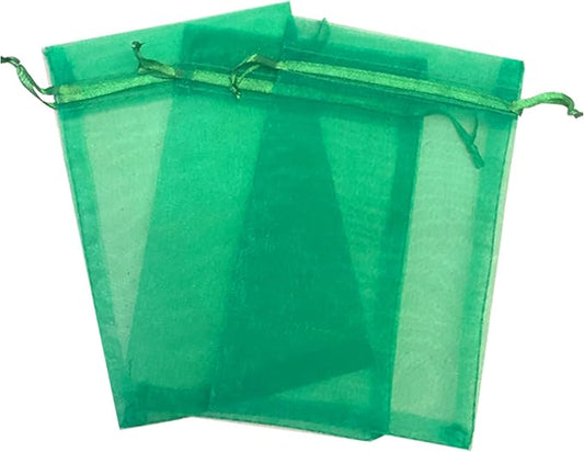 100 Pcs Green 5x7 Sheer Drawstring Organza Bags - Jewelry Pouches, Wedding Party Favor, Gift Bags - Kyezi Design and Craft by Kyezi+Design+and+Craft