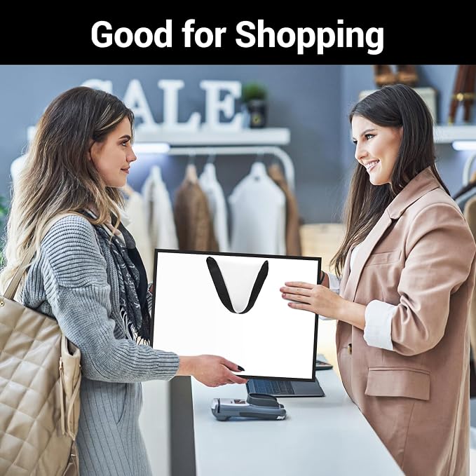 EUSOAR Large Gift Bags with Handles, 25pcs 16"x6"x12" Thank You Wrap Paper Bags Bulk, White/Black Merchandise Retail Shopping Wrapping Bags for Business, Craft Grocery, Wedding Birthday Party Favor - Image 4
