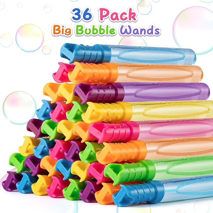 Jumlys 36 Pack Big Bubble Wands Bulk in 6 Colors, Bulk Party Favors for Kids, Ideal for Easter, Summer, Halloween, Valentine, School Classroom Prizes for Boys & Girls, Ideal Goodies Bags Stuffers