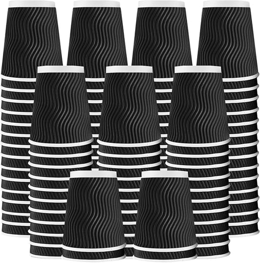 Lamosi 100 Pack Coffee Cups 10 oz, Disposable Paper Coffee Cups No Lids | 3-Layer Heat-Insulated Cups for To-Go Cold Beverages, Hot Tea and Drinks, Cafe, Travel, Party and Office Use (Black) by BuyNow