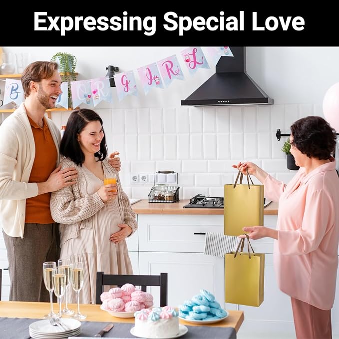 EUSOAR Paper Gift Bags, 25pcs 7.8"x3.9"x11" Gold Gift Wrap Bags with Handles Bulk, Merchandise Grocery Craft Retail Shopping Wedding Birthday Holiday Welcome Party Favor Thank You Gift Paper Bags - Image 7