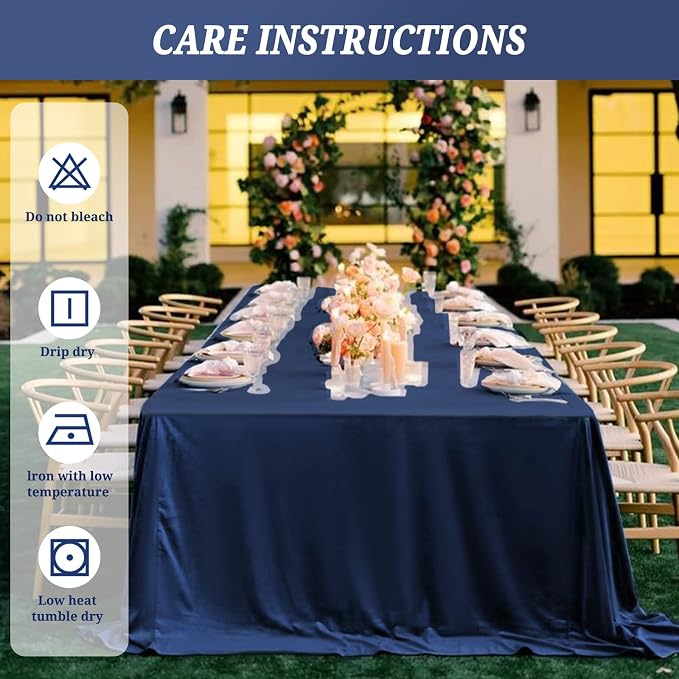 Pesonlook 6Pack Navy Blue Tablecloths for 6 ft Rectangle Tables, 60 x 102 Inch Rectangle Table Cloth Polyester Fabric Washable Table Cloth for Wedding Reception Banquet Party Restaurant - Image 4