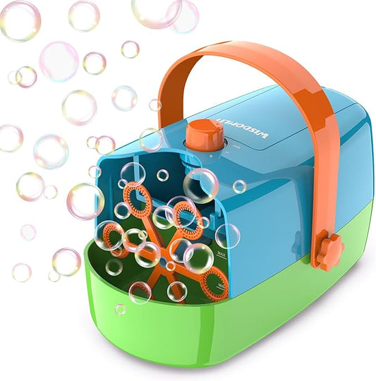 Bubble Machine, 3-in-1 Bubble Maker, Bubble Blower with 3 Bubble Wheels, Make Small | Medium | Big Bubbles for Kids Toddlers, Bubble Toys for Indoor Outdoor Birthday Party (Multi-Color)