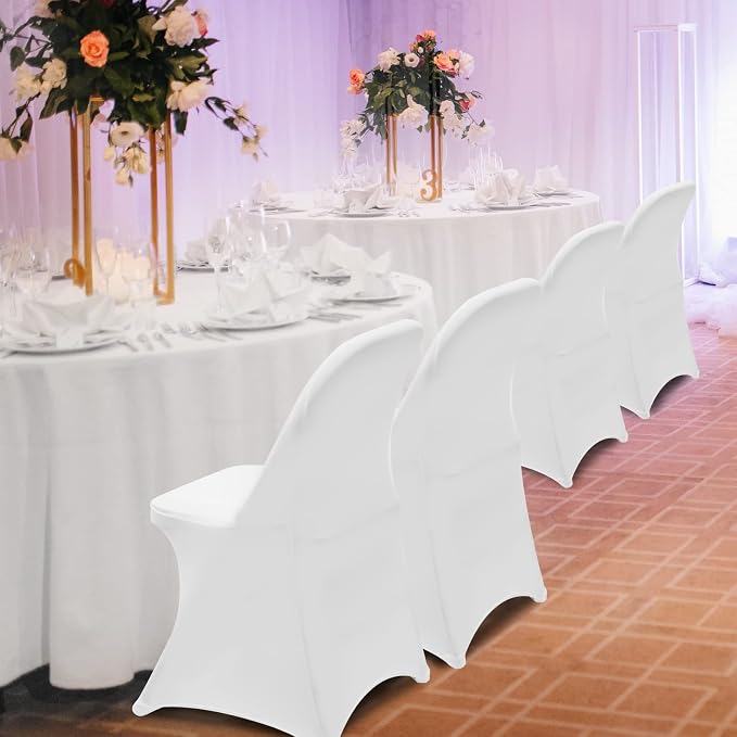 HAINARverS Folding Chair Covers for Wedding, 10PCS White | Stretch Spandex Washable Fabric Chair cover, Decoration Chair Cover for Wedding, Party, Banquet, Birthday, Conference, Event - Image 3