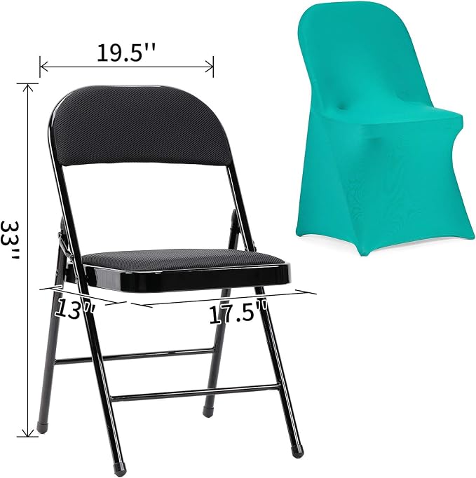 Peomeise Stretch Spandex Folding Chair Cover for Wedding Party Dining Banquet Event (Turquoise,6pcs) - Image 5