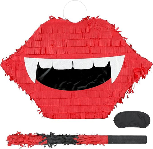Vampire Pinatas Bundle with a Blindfold and Bat (16x12.5x4 Inches), Perfect for Theme Decoration, Games, Birthday
