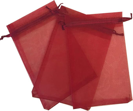 50 Pcs Burgundy 3x4 Sheer Drawstring Organza Jewelry Pouches - Wedding Party Favor Gift Bags - Candy Bags by Kyezi+Design+and+Craft