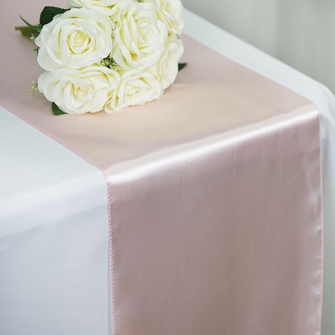 6 pcs 12 x 108 inch Blush Satin Table Runners Wedding Table Top Party Supplies Reception Linens Decorations - Image 2