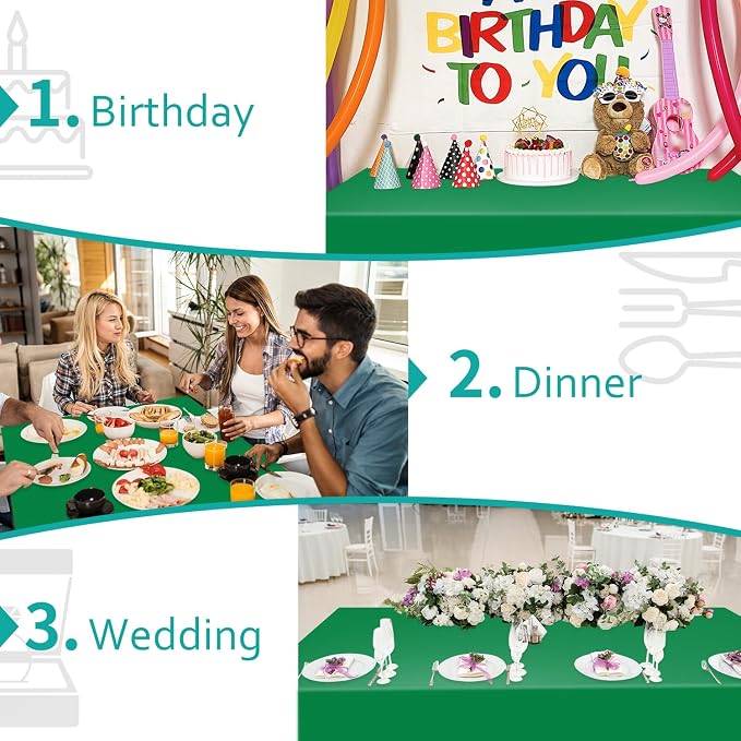 54 Inch x 300 Feet Green Plastic Tablecloth Roll Disposable Table Cloth with Cutter Box Plastic Table Cover for Party - Image 6