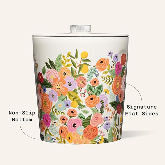 Corkcicle Insulated Ice Bucket with Lid - Stainless Steel - 100 oz - Garden Party Cream