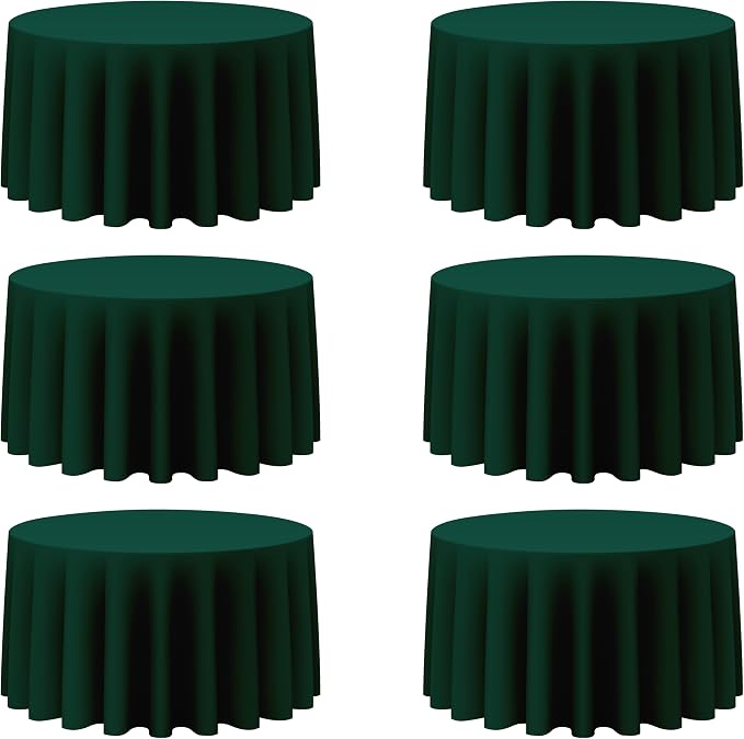 BRILLMAX 6 Pack Hunter Green Round Tablecloths 120 Inch for 60" Tables | 150 GSM Polyester Fabric, Floor Length Drop, Water, Stain & Wrinkle Resistant Cloth Cover for Wedding Reception Banquet Party by BRILLMAX
