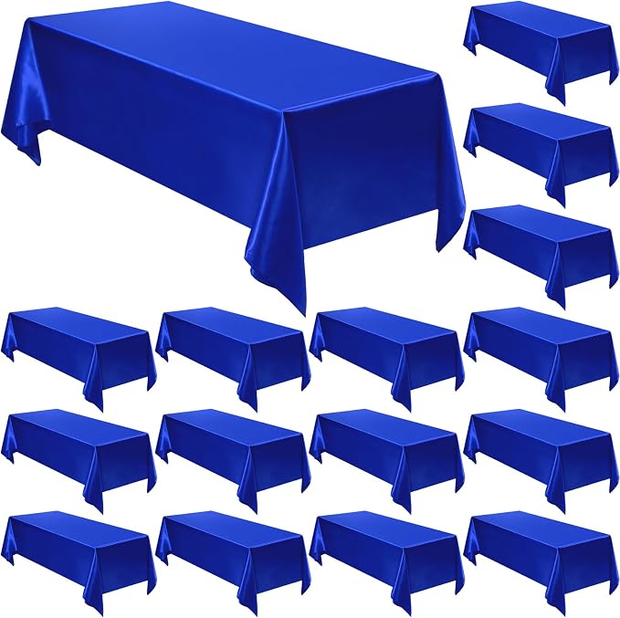 Moukeren Rectangle Tablecloths 58" x 102" for 6 ft Tables, Blue, 18 Pack | Wrinkle Resistant Polyester, Reusable Washable Bulk Tablecloths, Wedding Party Restaurant by Moukeren