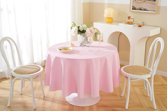 10 Pack Round Tablecloth 90 Inch Pink Tablecloth, Polyester Fabric Washable Table Cloth for Home, Party, Wedding or Restaurant Use. - Image 3