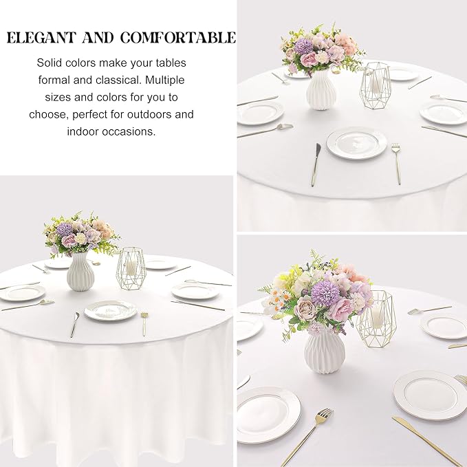 4 Pack Round Tablecloth 70 Inch Polyester Washable Fabric Table Covers for Wedding Dining Table Buffet Parties Banquet（White） - Image 4