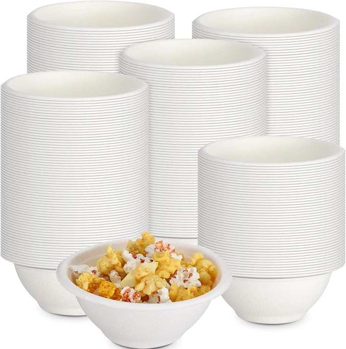 Dandat 500 Pack 9oz Disposable Paper Bowls Food Soup Natural Bagasse Fiber Bowls for Sauce Salad Dessert Hot Cold Soup by Dandat