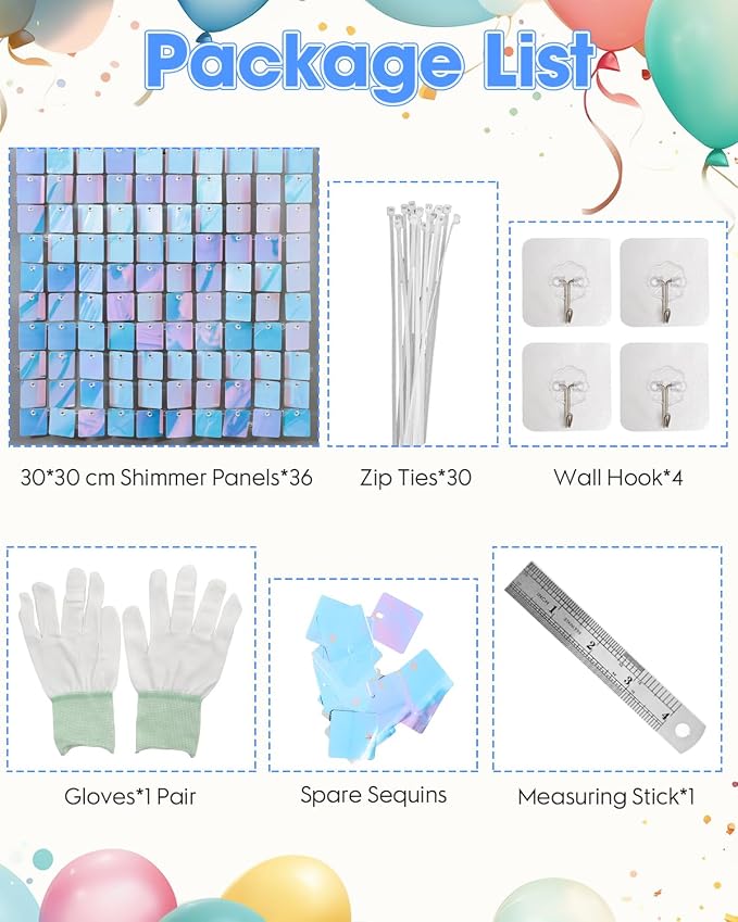 36 Pcs Iridescent Blue Shimmer Wall Backdrop Panels for Party, Mjkeomo Iridescent Blue Sequin Backdrop for Birthday Graduation Home Party Decorations Anniversary Wedding Christmas Decor - Image 7