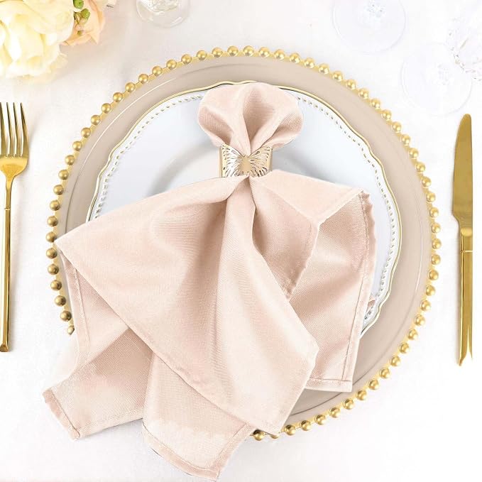 Efavormart Premium Cloth Napkins Set of 50, 20x20 Inch Blush Seamless Dinner Napkins, Washable Linen Table Napkin Cloth with Hemmed Edges for Weddings, Party and Banquet by efavormart