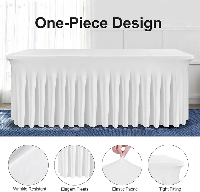 BDDC One-Piece Spandex Table Cloth Skirt for 6FT Rectangle Tables - Image 2