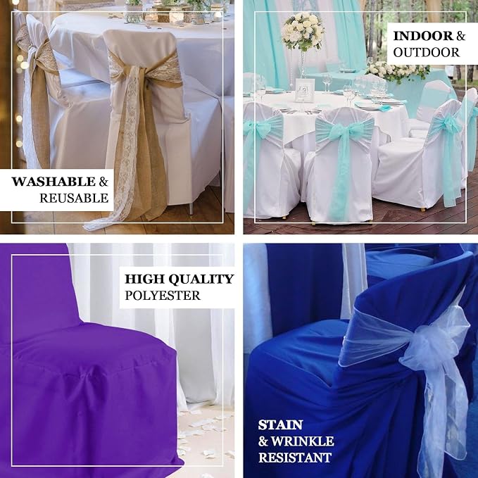 Efavormart 20PCS | Round Top Sage Green Polyester Banquet Chair Covers Linen Dinning Chair slipcover for Wedding Party Event Catering - Image 6