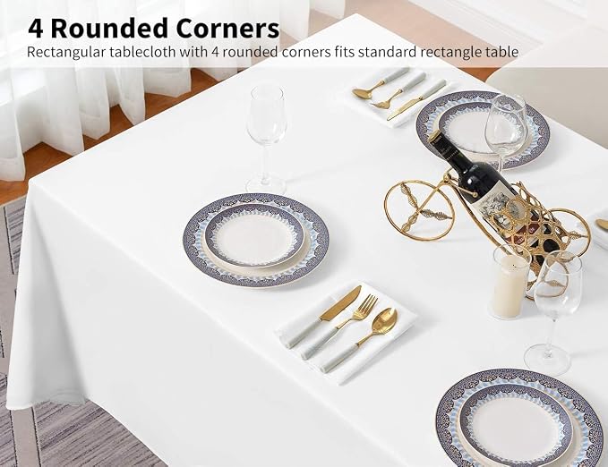 Surmente 10 Pack 90x156 Inch White Tablecloth for 8 Foot Rectangle Tables | Dining Table Cover Protector, Wrinkle Free, Washable Polyester Fabric, 8ft Table Cloth for Wedding, Banquet, Restaurant - Image 6
