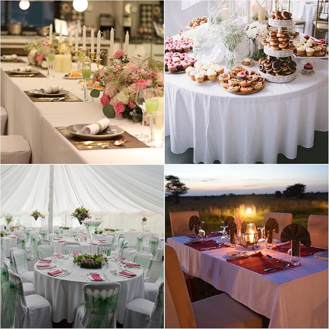 Fokitut 2 Pack Waterproof Round Tablecloth, 90 Inch, Stain Resistant and Wrinkle Polyester Table Cloth, Fabric Table Cover for Kitchen Dining, Wedding, Party, Holiday Dinner-Willow - Image 6