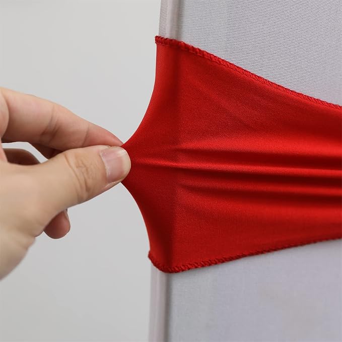 Dimatic Spandex Chair Sashes Bands 30PCS Stretch Chair Cover Ties Bows with Buckle Slider Wedding Party Reception Banquet Decoration (Red) - Image 3