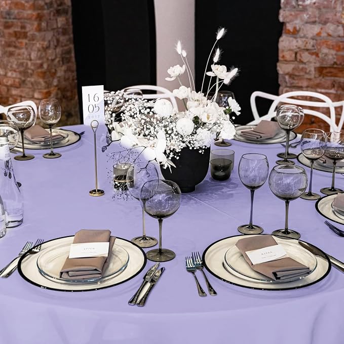 YMHPRIDE 6 Pack Round Tablecloth Lavender Table Cloths 90 Inch Polyester Round Tablecloth,Lavender Tablecloths Round 90 inch Washable Fabric Table Covers for Wedding,Party,Dining,Banquet - Image 8