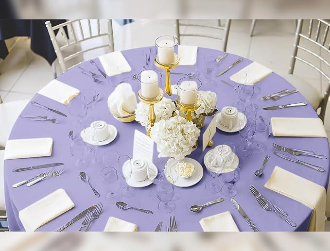 YMHPRIDE 6 Pack Round Tablecloth Lavender Table Cloths 90 Inch Polyester Round Tablecloth,Lavender Tablecloths Round 90 inch Washable Fabric Table Covers for Wedding,Party,Dining,Banquet - Image 4
